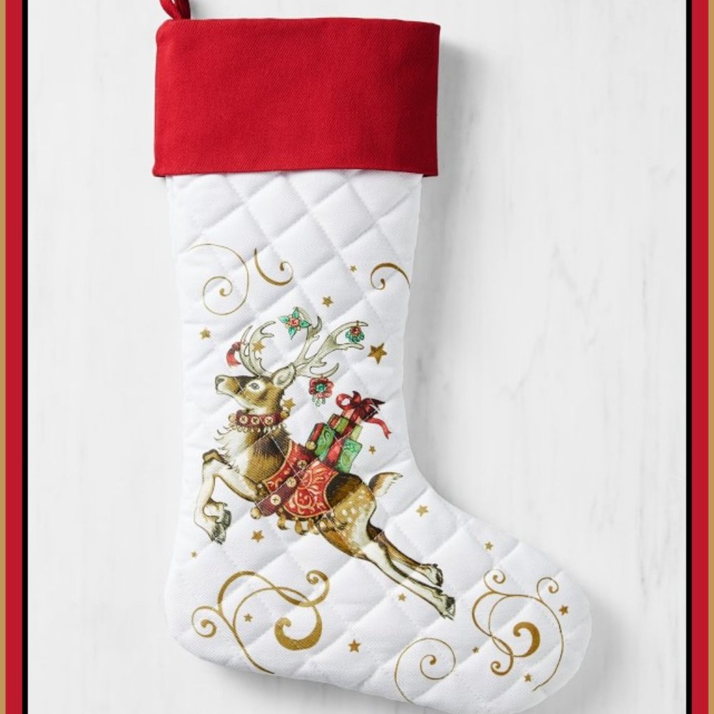 NEW RARE Williams Sonoma Twas the Night Before Christmas Reindeer Stocki…